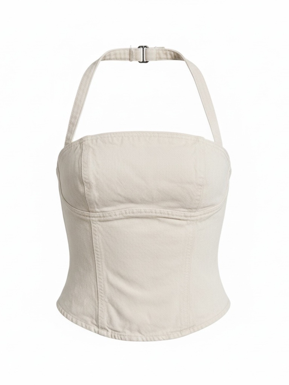 ZARA Ecru Denim Halter Corset Top Size XS 6840/073/712 Bustier Y2K